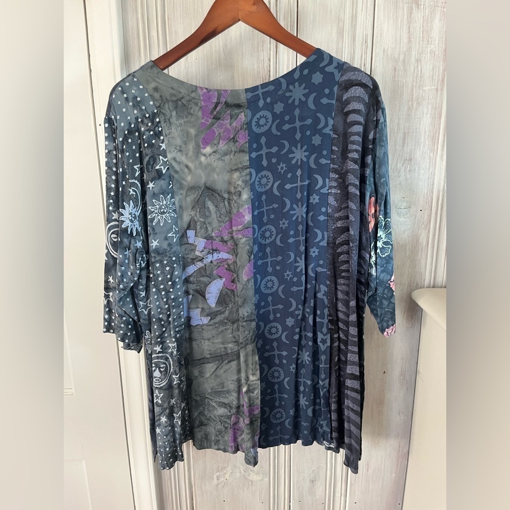 celestial floral print oversized top ONE SIZE Bohemian hippie lagenlook … - Picture 4 of 14